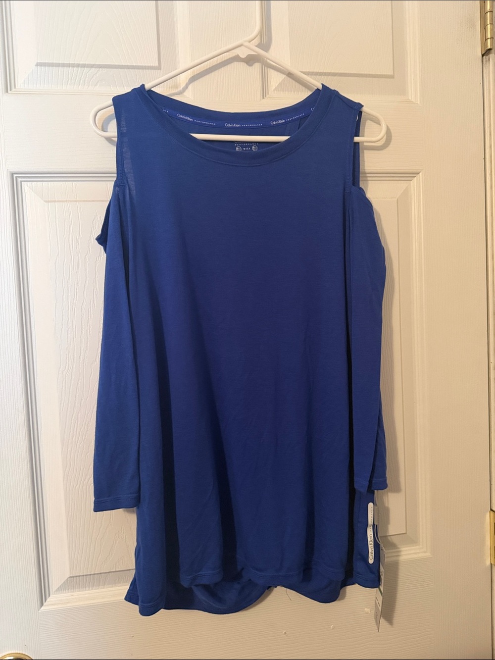 Calvin Klein Performance Royal Blue Cold-Shoulder Long Sleeve Top